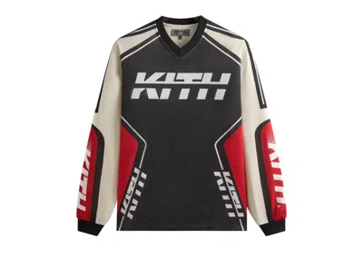 Pre-owned Kith Men's  Moto Mesh Long Sleeve Donovan Tee Shirt In Black