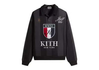 Pre-owned Kith Men's  Nelson Collared Pullover In Nightfall In Black