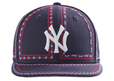 Pre-owned Kith Men's  New Era Yankees Floral Frame 59fifty Fitted Hat In Nocturnal