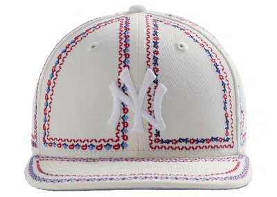 Pre-owned Kith Men's  New Era Yankees Floral Frame 59fifty Fitted Hat In Sandrift