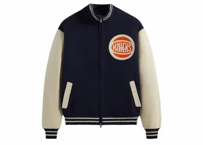 Pre-owned Kith Men's  New York Knicks Full Zip Sweater In Nocturnal In Black
