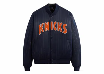 Pre-owned Kith Men's  New York Knicks Pinstripe Satin Bomber Jacket In Nocturnal
