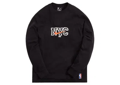 Pre-owned Kith Men's  Nike For New York Knicks Long Sleeve Tee Shirt (fw21) In Black