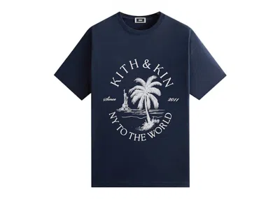 Pre-owned Kith Men's  Ny To The World Palm Pocket Tee Shirt In Nocturnal In Black
