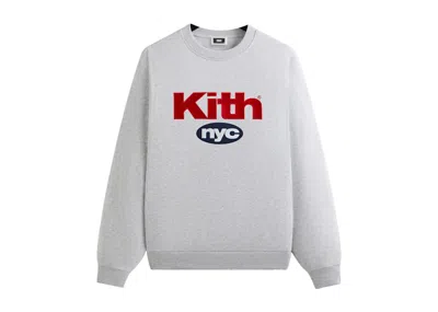 Pre-owned Kith Men's  Nyc Nimbus Logo Nelson Crewneck Sweatshirt In Light Heather Grey