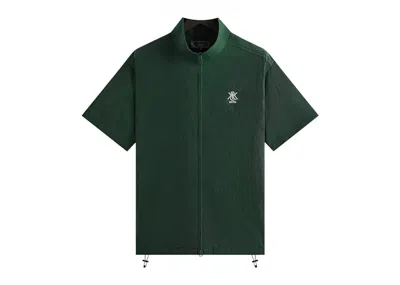 Pre-owned Kith Men's  Nylon Short Sleeve Colton Zip Up Shirt In Stadium In Gray