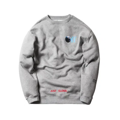 Pre-owned Kith Men's  Offwhite Just Global Crewneck Sweatshirt In Melange Grey
