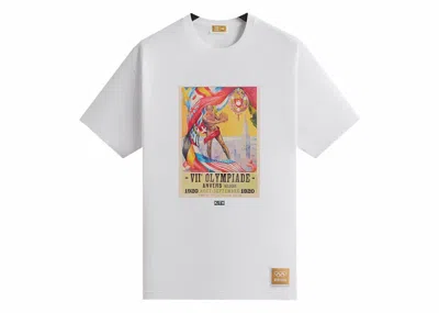 Pre-owned Kith Men's  Olympics Heritage Antwerp 1920 Vintage Tee Shirt In White