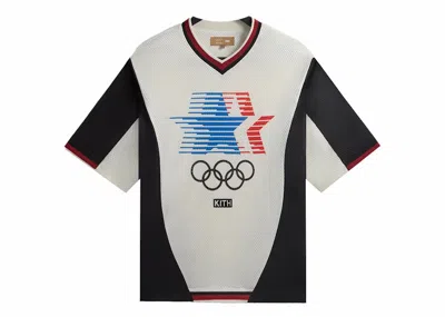 Pre-owned Kith Men's  Olympics Heritage Mesh Darin Warm Up Shirt In Silk In Silver