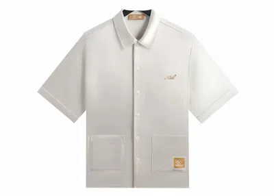 Pre-owned Kith Men's  Olympics Heritage Washed Satin Reade Shirt In Sandrift