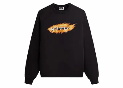 Pre-owned Kith Men's  Orbit Flame Vintage Nelson Crewneck Sweatshirt In Black
