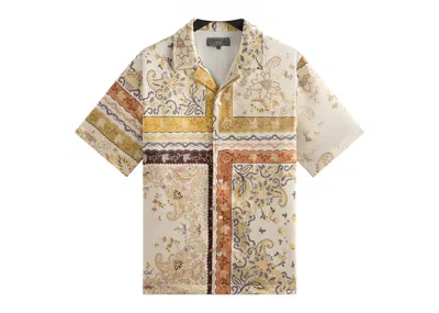 Pre-owned Kith Men's  Panelled Bandana Thompson Camp Collar Shirt In Sandrift