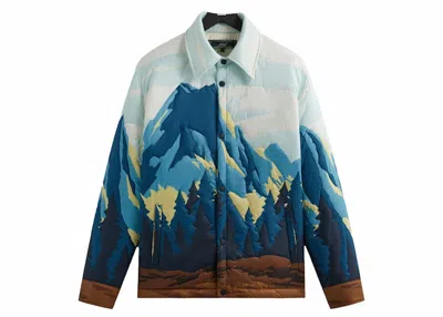 Pre-owned Kith Men's  Patchwork Brixton Puffed Shirt Jacket In Helium