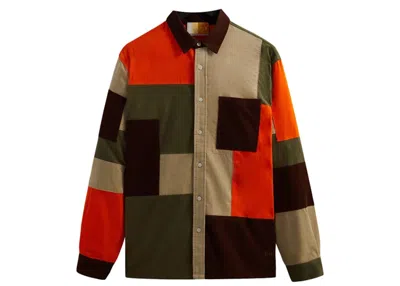 Pre-owned Kith Men's  Patchwork Cord Ludlow Shirt In Pimento