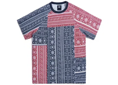 Pre-owned Kith Men's  Patchwork Howard Tee Shirt In Red/navy Blue