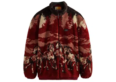 Pre-owned Kith Men's  Pinehurst Horses Sherpa Full Zip In Allure In Purple