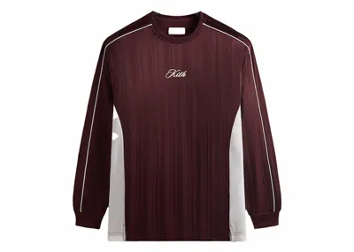 Pre-owned Kith Men's  Pinstripe Tricot Panelled Tee Shirt In Magma In Red