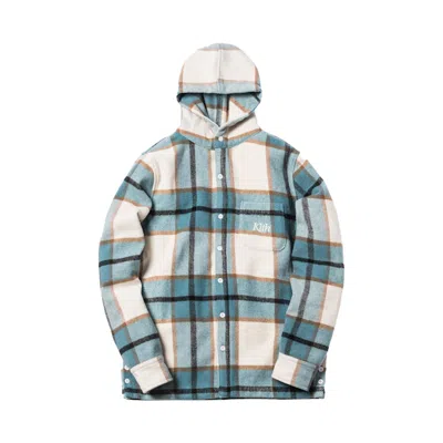 Pre-owned Kith Men's  Plaid Hooded Ginza Shirt In Light Blue Plaid