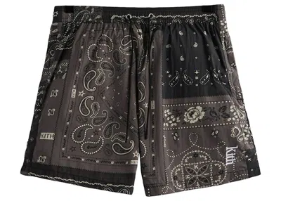 Pre-owned Kith Men's  Printed Active Deconstructed Bandana Swim Short In Black