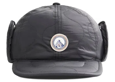 Pre-owned Kith Men's  Quilted Nylon Ear Flap Hat In Battleship