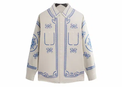 Pre-owned Kith Men's  Raw Hem Denim Apollo Shirt In Sandrift