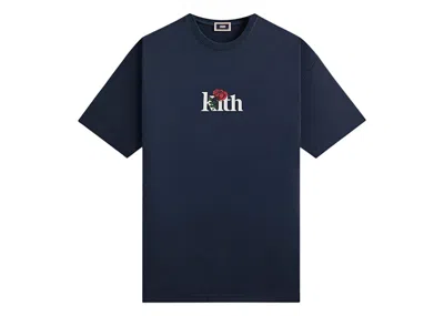Pre-owned Kith Men's  Rose Serif Tee Shirt In Nocturnal In Black