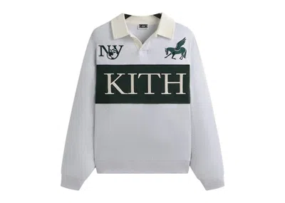 Pre-owned Kith Men's  Rugby Nelson Collared Pullover In Light Heather Grey In Gray