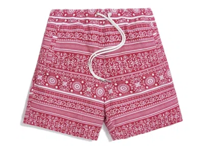 Pre-owned Kith Men's  Seersucker Hardaway Short In Red/white