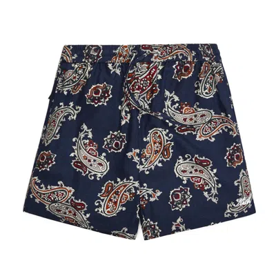 Pre-owned Kith Men's  Silk Cotton Printed Active Shorts In Nocturnal In Black