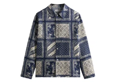 Pre-owned Kith Men's  Silk Twill Boxy Collared Overshirt In Vista
