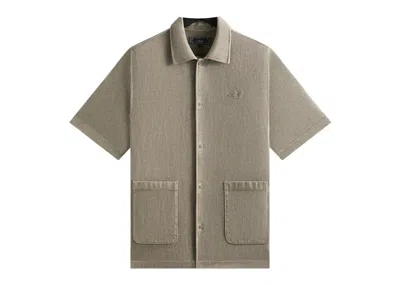 Pre-owned Kith Men's  Soft Woven Short Sleeve Boxy Collared Overshirt In Astro