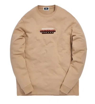 Pre-owned Kith Men's  Strike Through Panel Long Sleeve Tee Shirt In Ancient Fossil In Brown