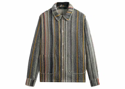 Pre-owned Kith Men's  Stripe Long Sleeve Boxy Collared Overshirt In Sandrift