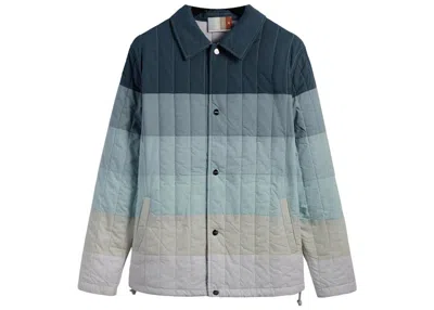 Pre-owned Kith Men's  Striped Poplin Carmine Coaches Jacket In Anchor In Gray