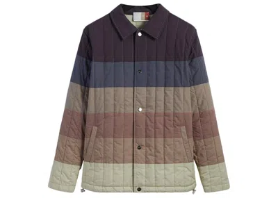 Pre-owned Kith Men's  Striped Poplin Carmine Coaches Jacket In Battleship In Gray