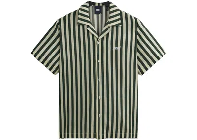 Pre-owned Kith Men's  Striped Thompson Camp Collar Shirt In Agate