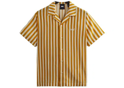 Pre-owned Kith Men's  Striped Thompson Camp Collar Shirt In Flash