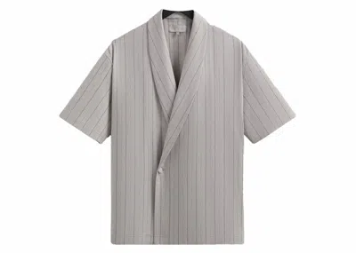 Pre-owned Kith Men's  Striped Twill Thompson Crossover Shirt In Light Heather Grey
