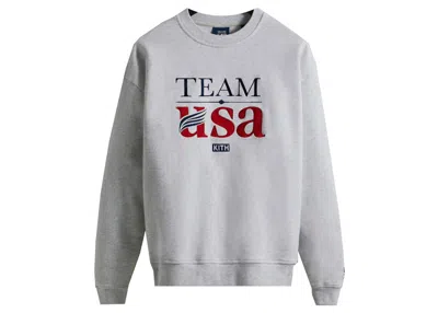 Pre-owned Kith Men's  Team Usa Crewneck Sweatshirt In Light Heather Grey