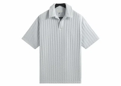 Pre-owned Kith Men's  Textured Cotton Leon Polo Shirt In Polar In White