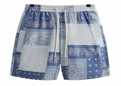 Pre-owned Kith Men's  Washed Paisley Active Short In Light Indigo In Purple