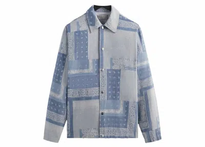 Pre-owned Kith Men's  Washed Paisley Coaches Jacket In Light Indigo In Purple