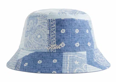Pre-owned Kith Men's  Washed Pasiley Dawson Reversible Bucket Hat In Light Indigo