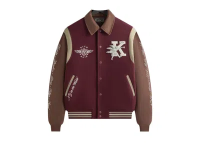 Pre-owned Kith Men's  Wool X Microsuede Varsity Jacket In Magma In Red