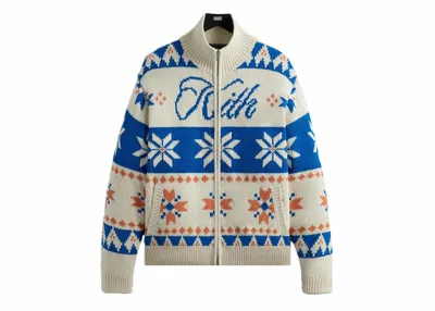Pre-owned Kith Men's  Wyona Full Zip Sweater In Sandrift