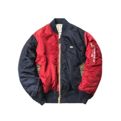 Pre-owned Kith Men's  X Alpha Industries Ma1 Bomber In Navy Blue/red/olive