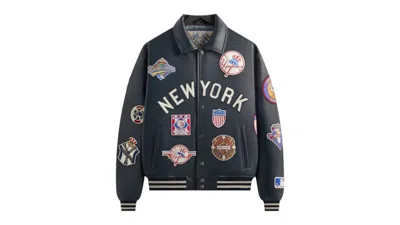 Pre-owned Kith Men's  X Avirex For The New York Yankees Leather Jacket In Nocturnal In Black