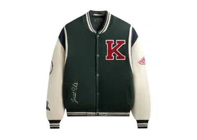 Pre-owned Kith Men's  X Avirex Porter Varsity Knit Bomber In Stadium In Gray