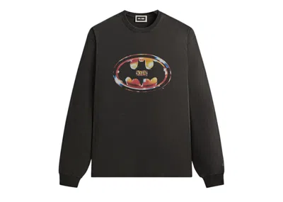 Pre-owned Kith Men's  X Batman Logo Vintage Long Sleeve Tee Shirt In Black
