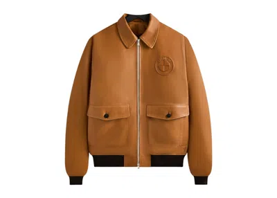 Pre-owned Kith Men's  X Bmw Leather Hawthorne Flight Jacket In Desert